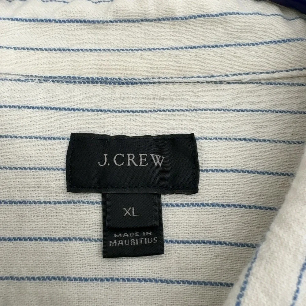 J Crew Button Down Shirt Mens XL Cream Cotton Striped Casual Preppy Classic